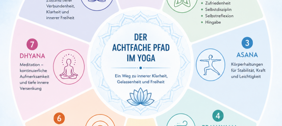 Der achtfache Pfad des Yoga beschreibt die Yogaphilosophie modellhaft.
